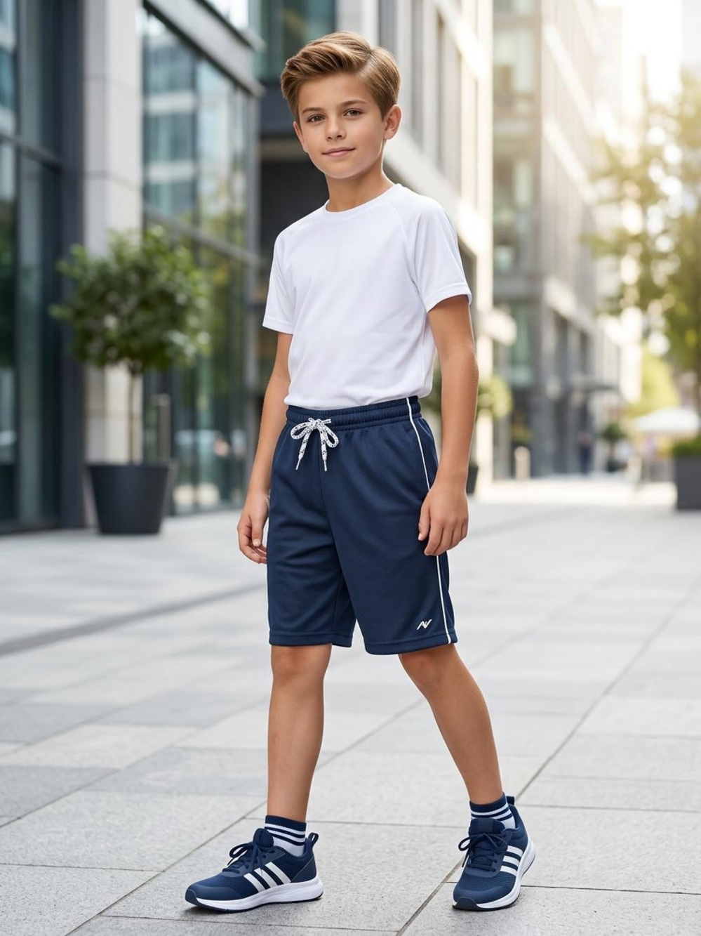 Athletic Works Boys Navy Drawstring Sports Shorts